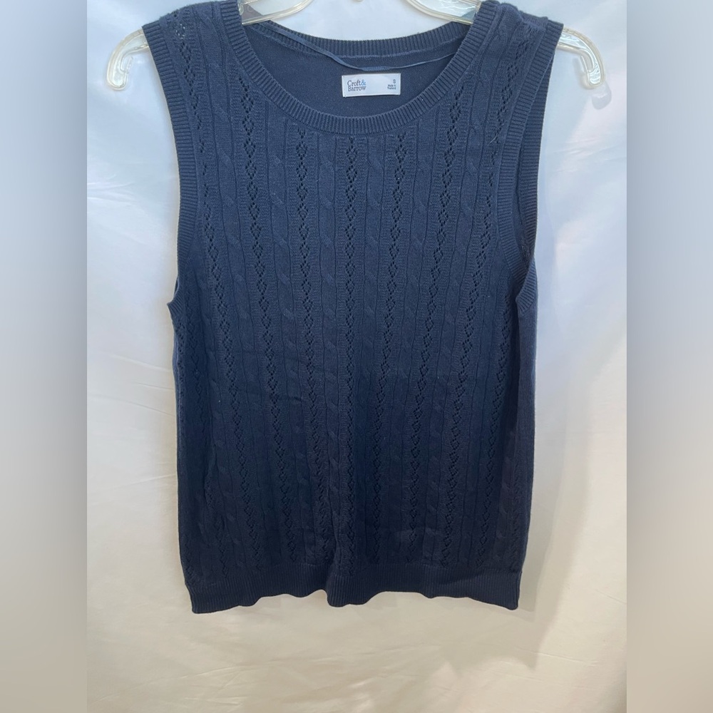 Croft & Barrow Women Small navy blue  Knit Pullover Sweater Vest size small